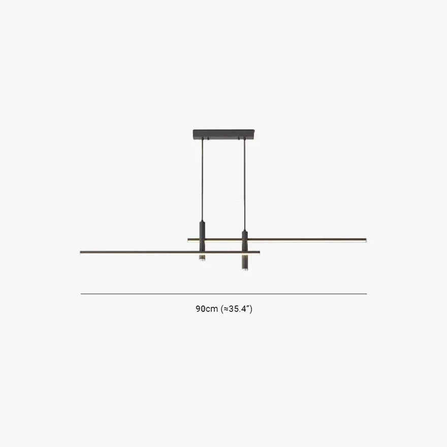 Minimalist Metal Linear Kitchen Pendant Light, Black/gold, Trichromatic Light