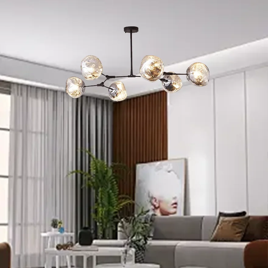 Modern Metal And Acylic Dendritic Bedroom Pendant Light, Chrome/Gold/Rose gold