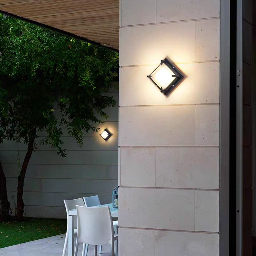 Classical Metal And Acrylic Geometric Outdoor Ceiling Light, Black