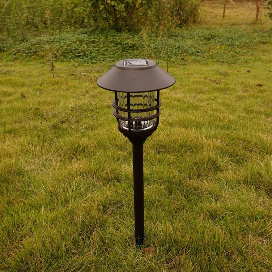 Unusual Metal And Acrylic Caged Pin Outdoor Bollard Light, Black