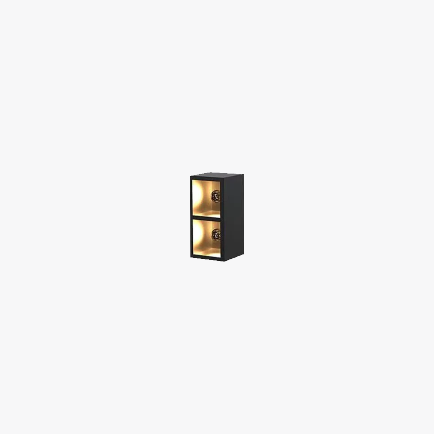 Modern  Metal And Glass Cube Outdoor Wall Lamp, Black