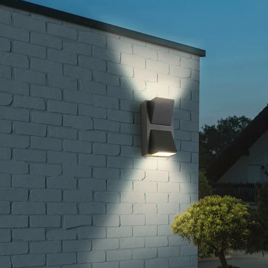 Minimalist Acrylic Geometric Outdoor Wall Lamp, Black/Gray