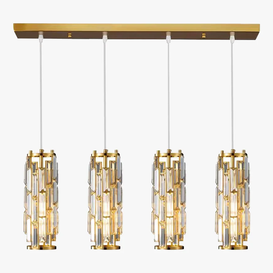 Designer Crystal Cluster Dining Room Pendant Light, Black/Gold