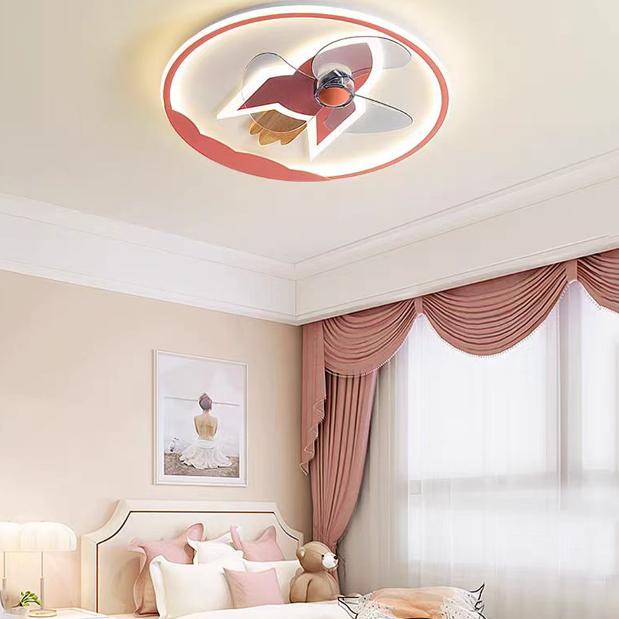 Designer Metal And Acrylic Rocket Shape Children's Room Ceiling Light, 5 Color, Trichromatic Light