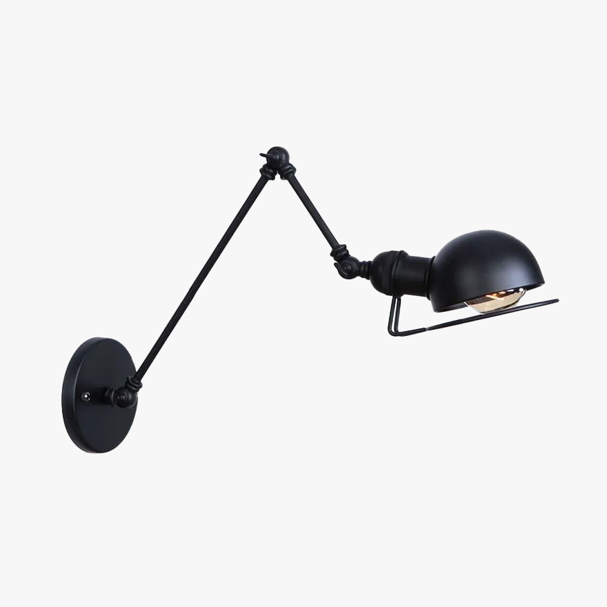 Industrial Metal Hooded Living Room Wall Lamp, Black/Gold-Black