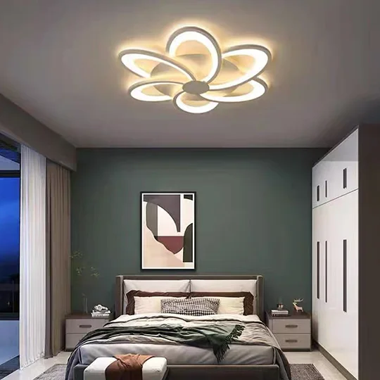 Modern Metal Floral Dining Room Ceiling Light, White