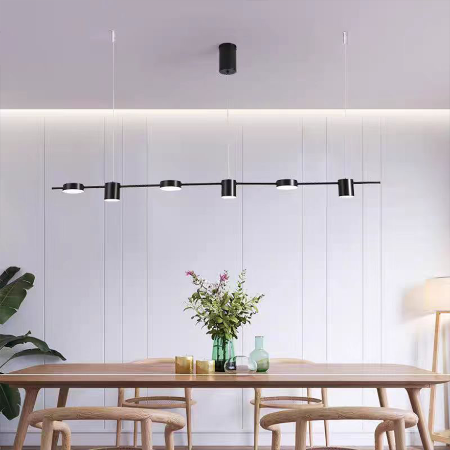 Modern Metal Geometric Dining Room Pendant Light, Black/Gold, Trichromatic Light