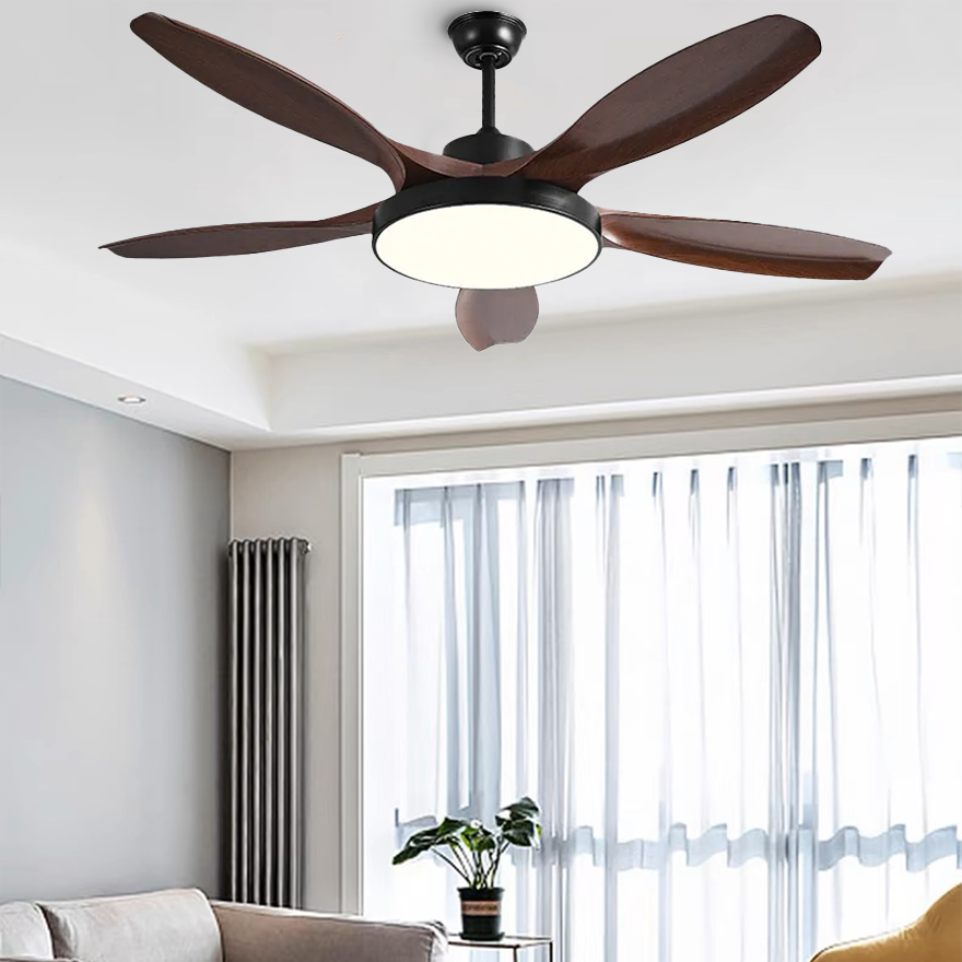 Modern Metal And Acrylic Round Living Room Ceiling Fan, White/Black