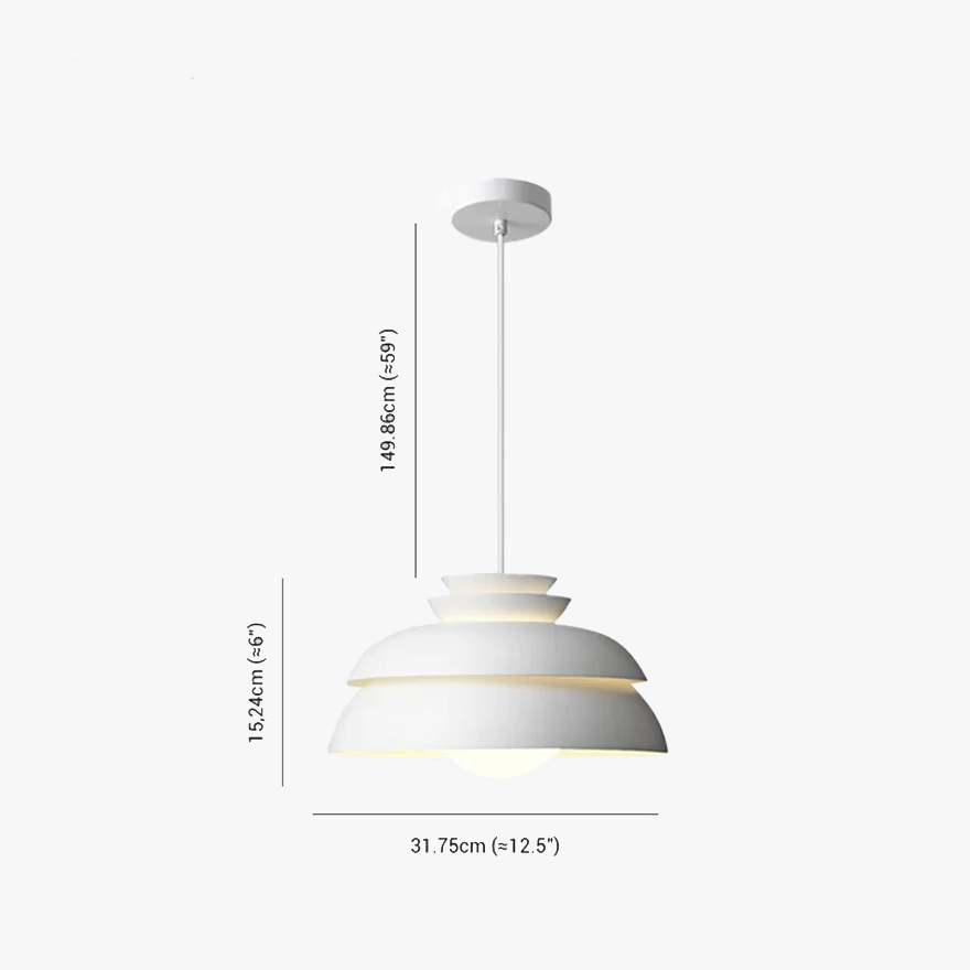 Morandi Metal Bowled Study Room Pendant Light, White