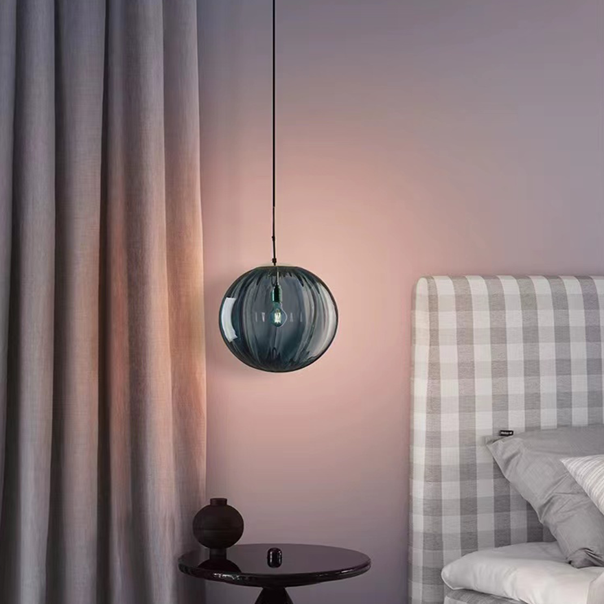 Post Modern Glass Sphere Pendant Lighting Ball Shape Hanging Lamp For Kitchen & Hallway, Four Colors