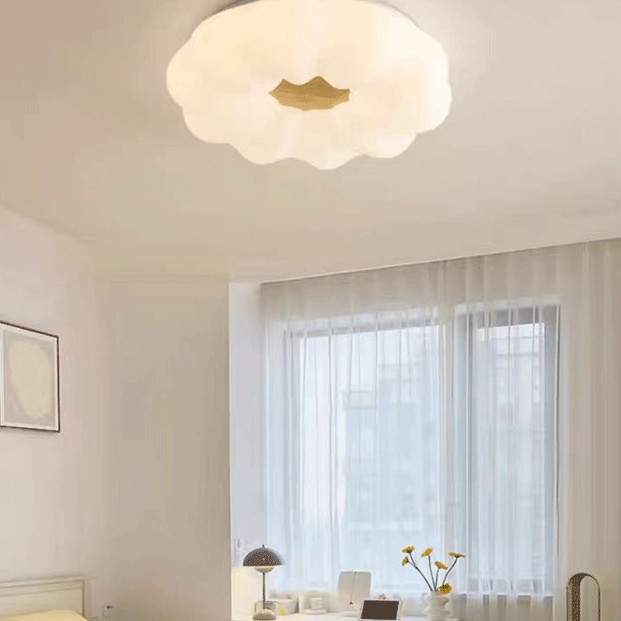 Designer Wooden And Acrylic Cloudy Living Room Ceiling Light, White