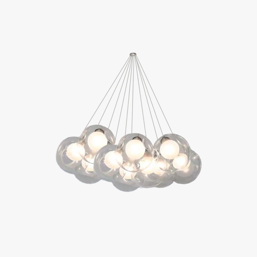 Unusual Metal And Glass Bubble Bedroom Pendant Light, Clear