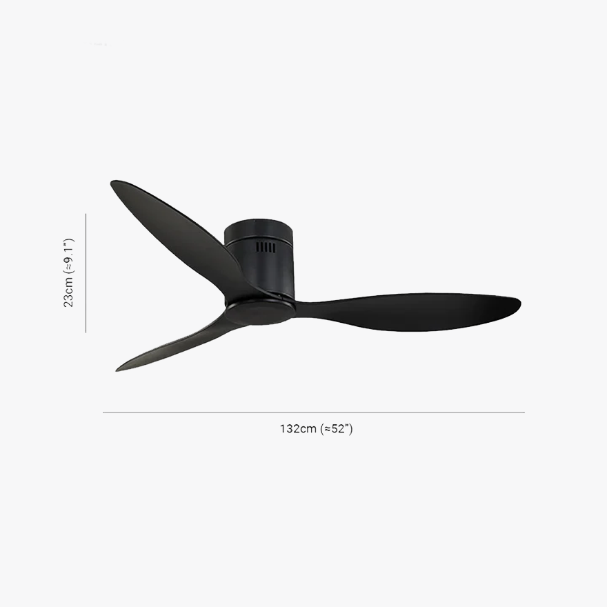 Minimalist Metal And Acrylic Round Study Room Ceiling Fan with Light, Black