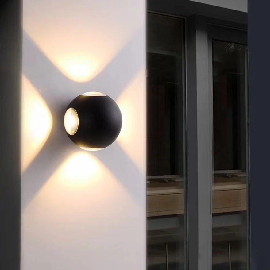 Modern Acrylic Globular Outdoor Wall Lamp, Black