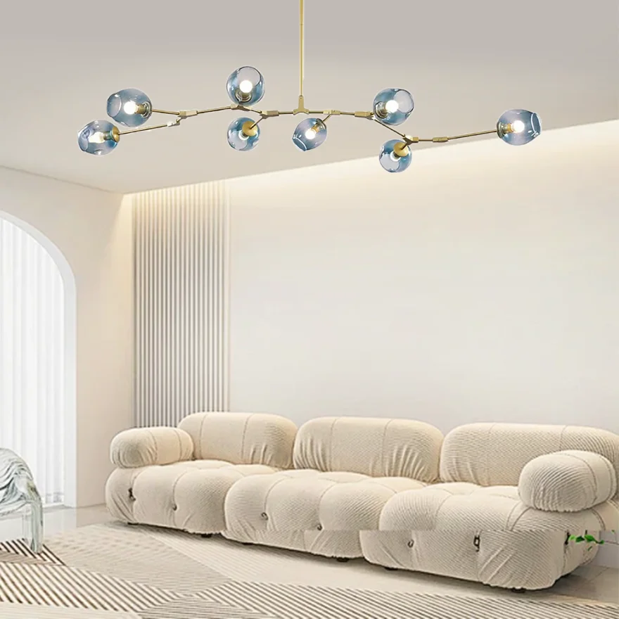 Modern Metal And Glass Bubble Bedroom Pendant Light, 6 Color