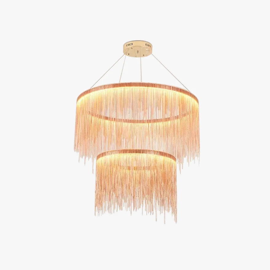 Royal Metal Tassel Living Room Chandelier Pendant Light, Gold, Trichromatic Light