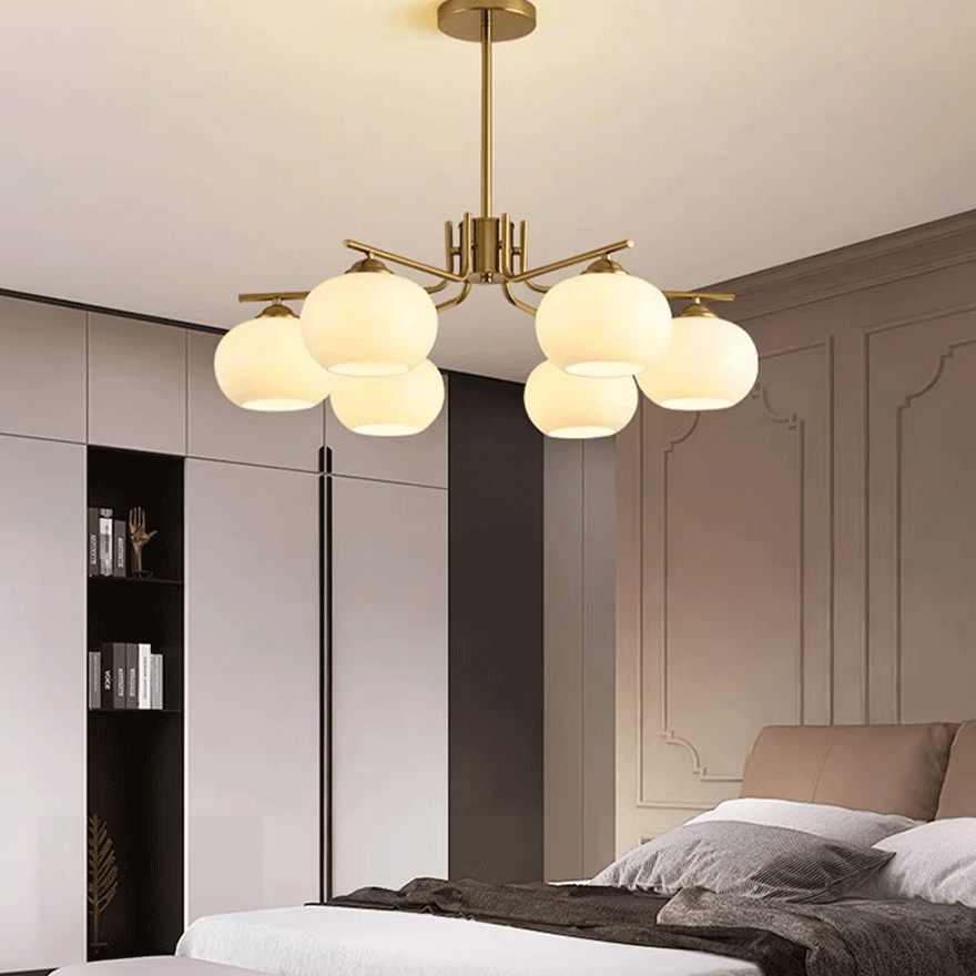 Modern Metal And Glass Bubble Bedroom Chandelier Pendant Light, Brass/Nickel