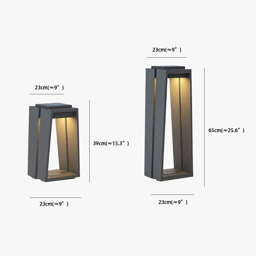 Designer Metal And Acrylic Square Garden Outdoor Pillar Light, Natural Wood