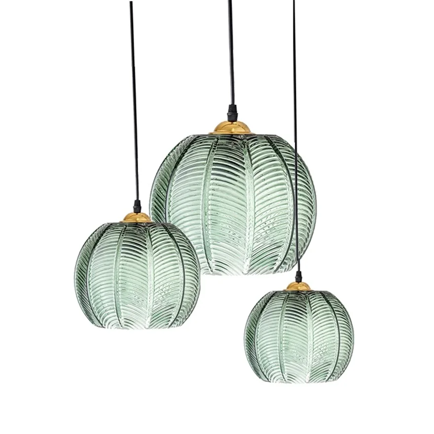 Decorative Glass And Acrylic Drum Living Room Pendant Light, Green