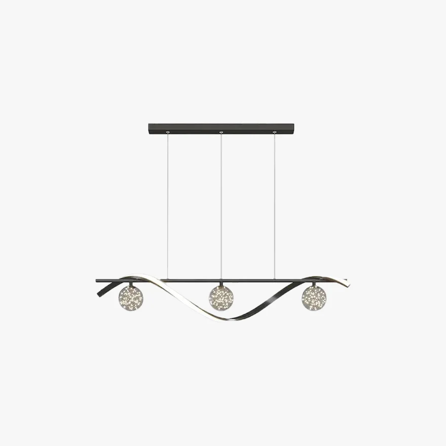 Modern Metal And Glass Linear Dining Room Pendant Light, Black/Gold