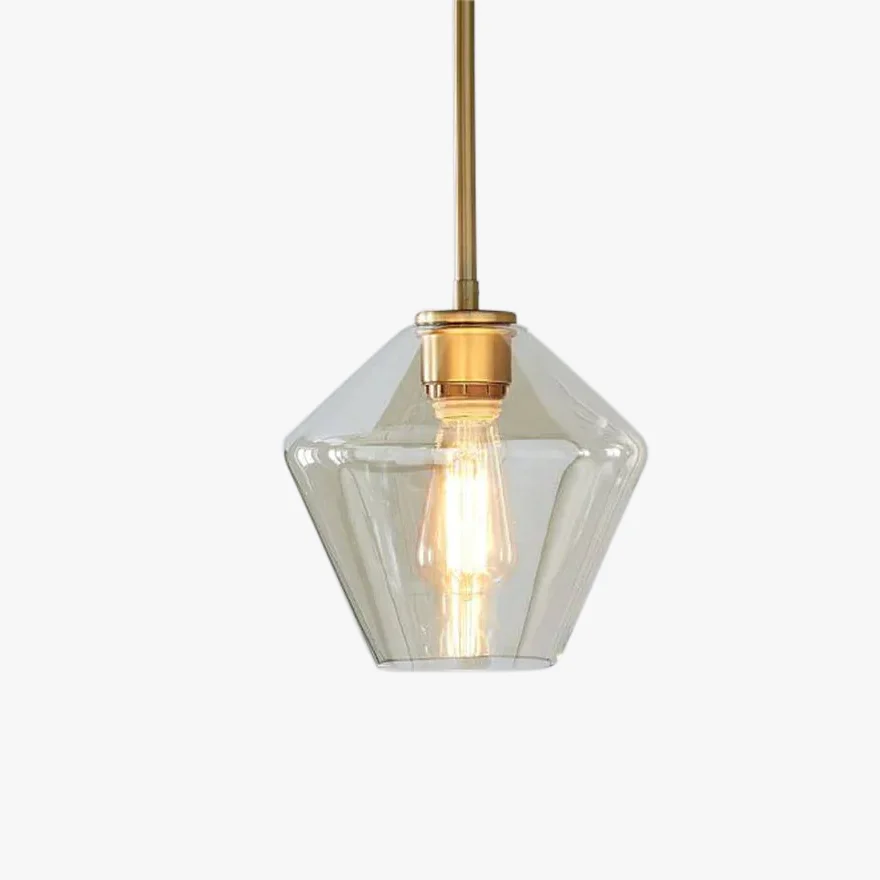 Modern Metal And Glass Geometric Study Room Pendant Light, Amber/Clear