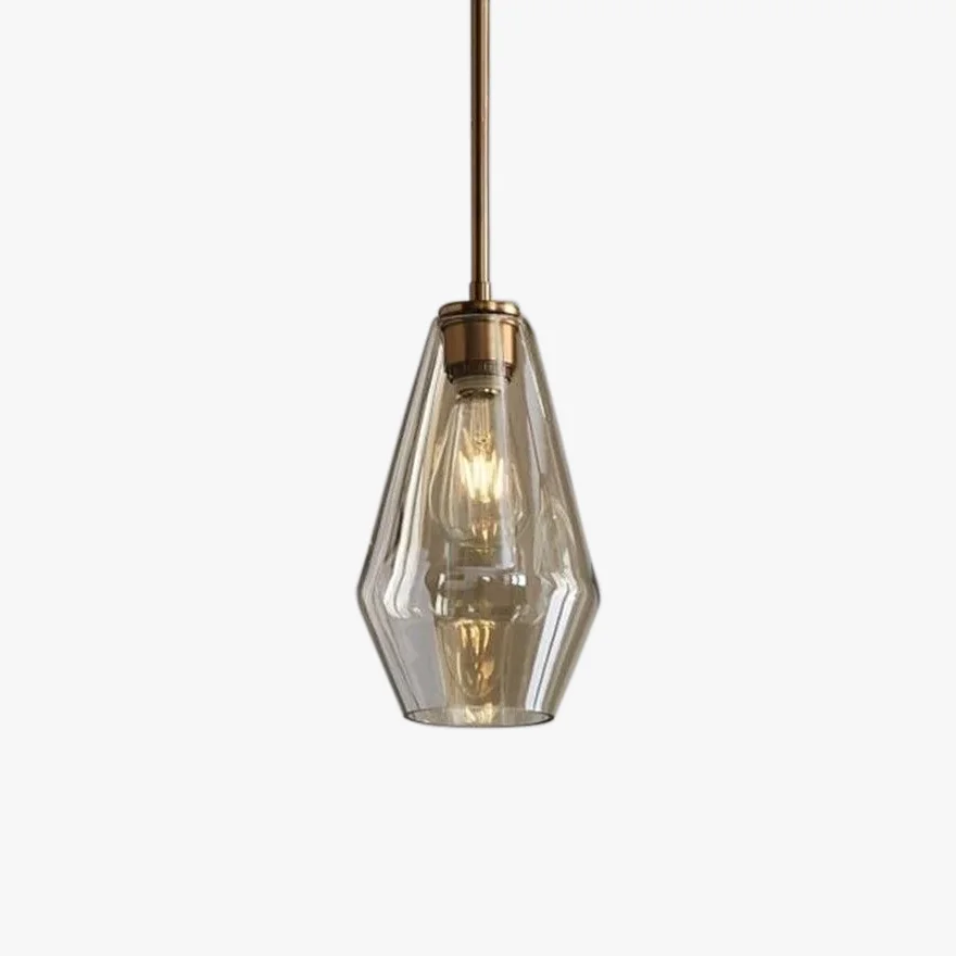 Modern Metal And Glass Geometric Study Room Pendant Light, Amber/Clear