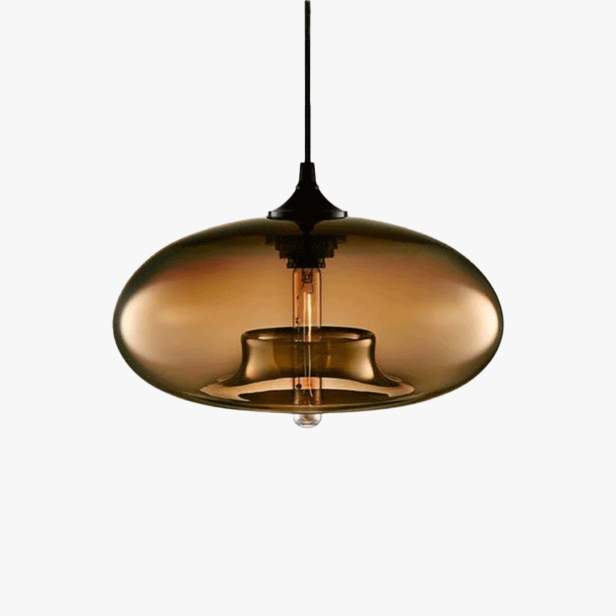 Modern Glass Drum Living Room Pendant Light, 6 Color