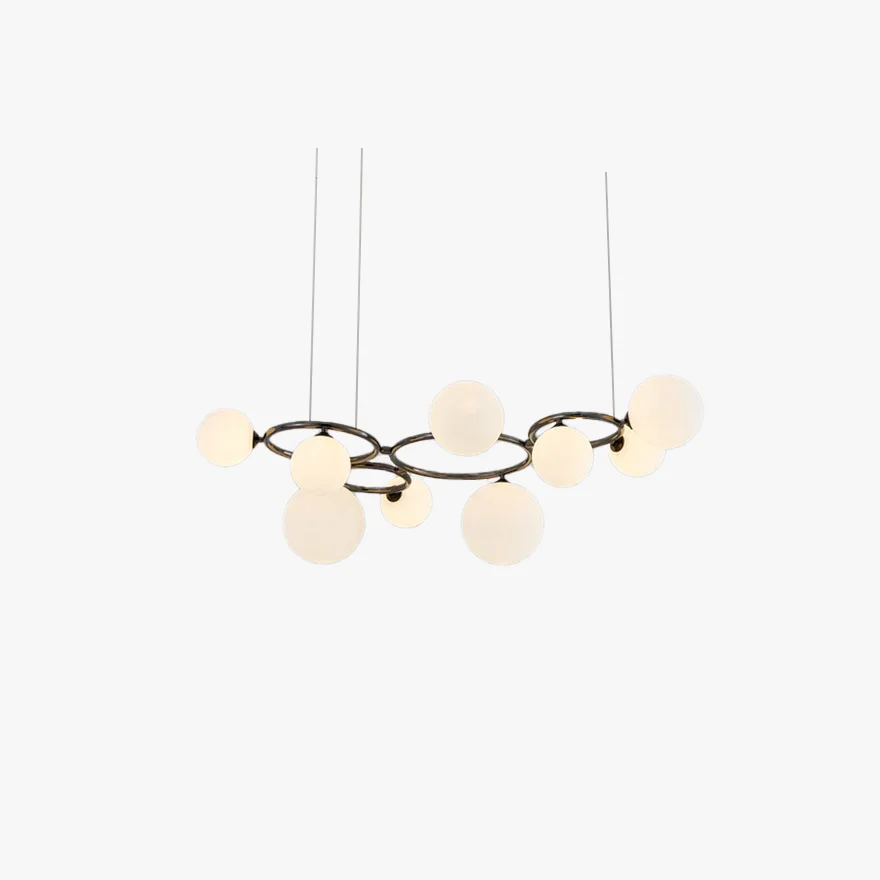 Designer Metal And Glass Bubble Living Room Pendant Light, 4 Color, Trichromatic Light