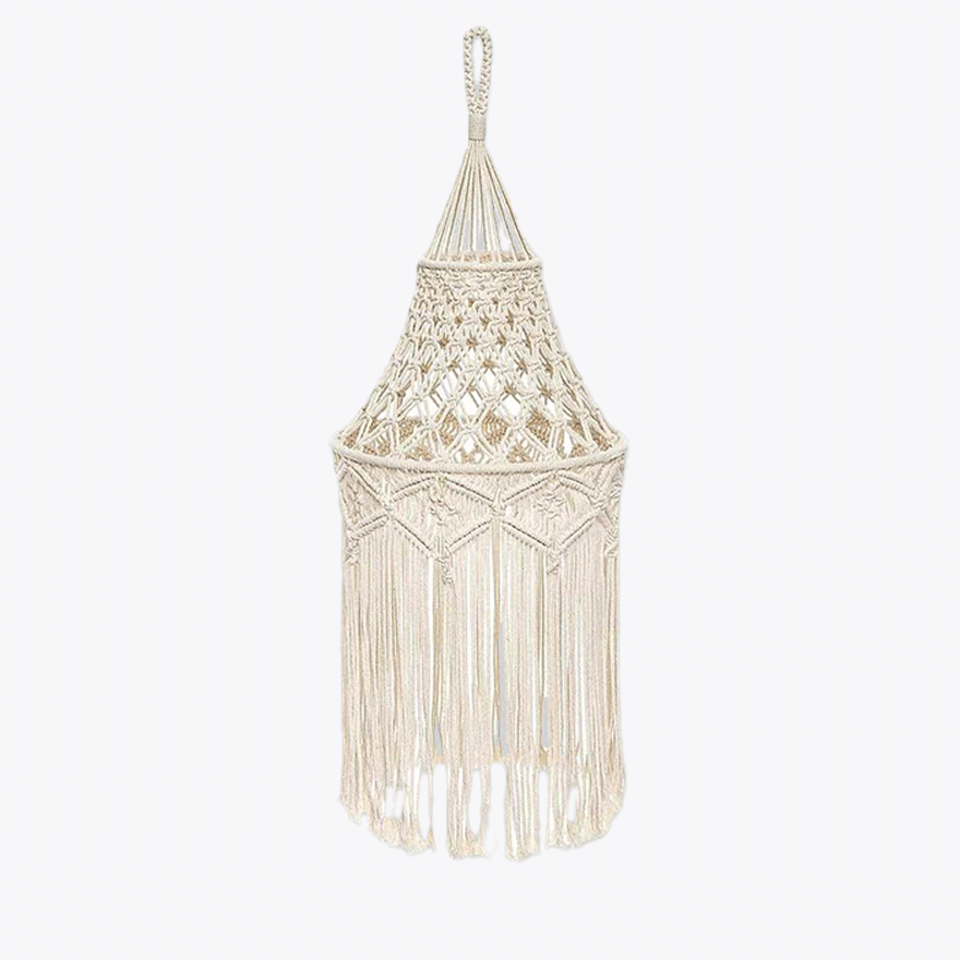 Rustic Cotton Conical Study Room Pendant Light, White