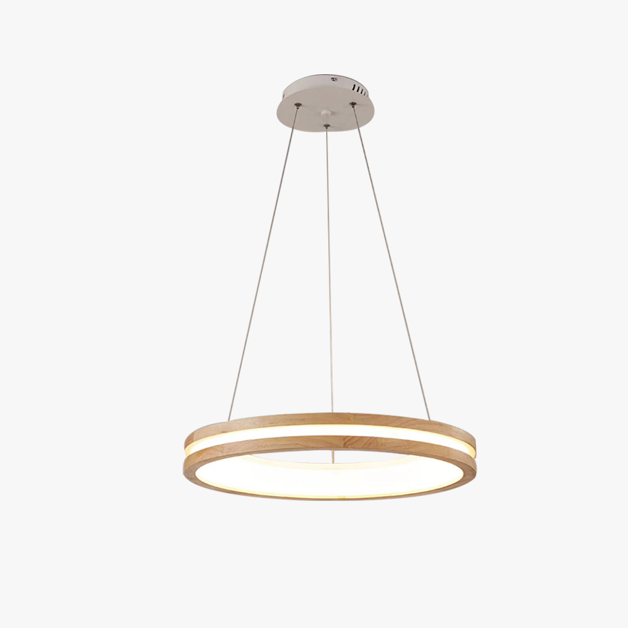 Unusual Wooden And Acrylic Ring Study Room Pendant Light, Log Color