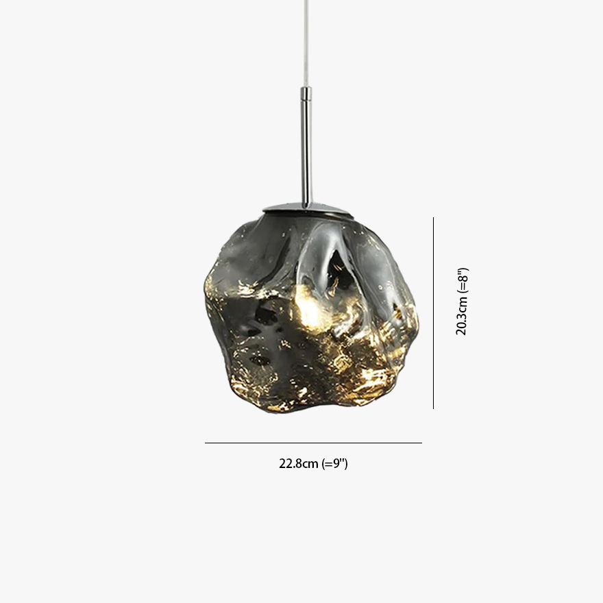 Designer Metal And Glass Rocky Kitchen Island Pendant Light, Gold/Rose gold/Silver/Smoke Gray