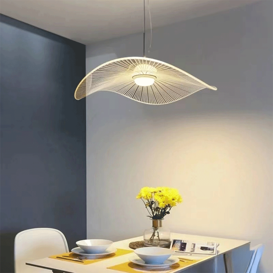 Retro Metal And Acylic Hooded Dining Room Pendant Light, White