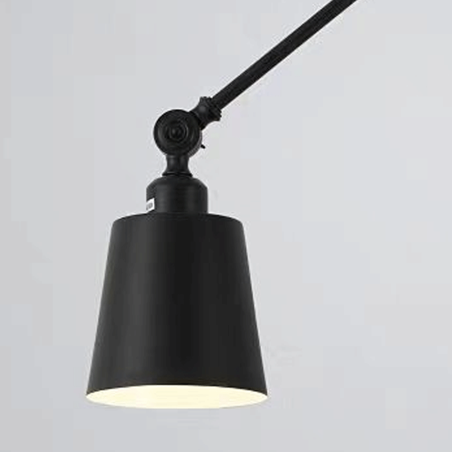 Industrial Metal Hooded Study Room Wall Lamp, Black/ White