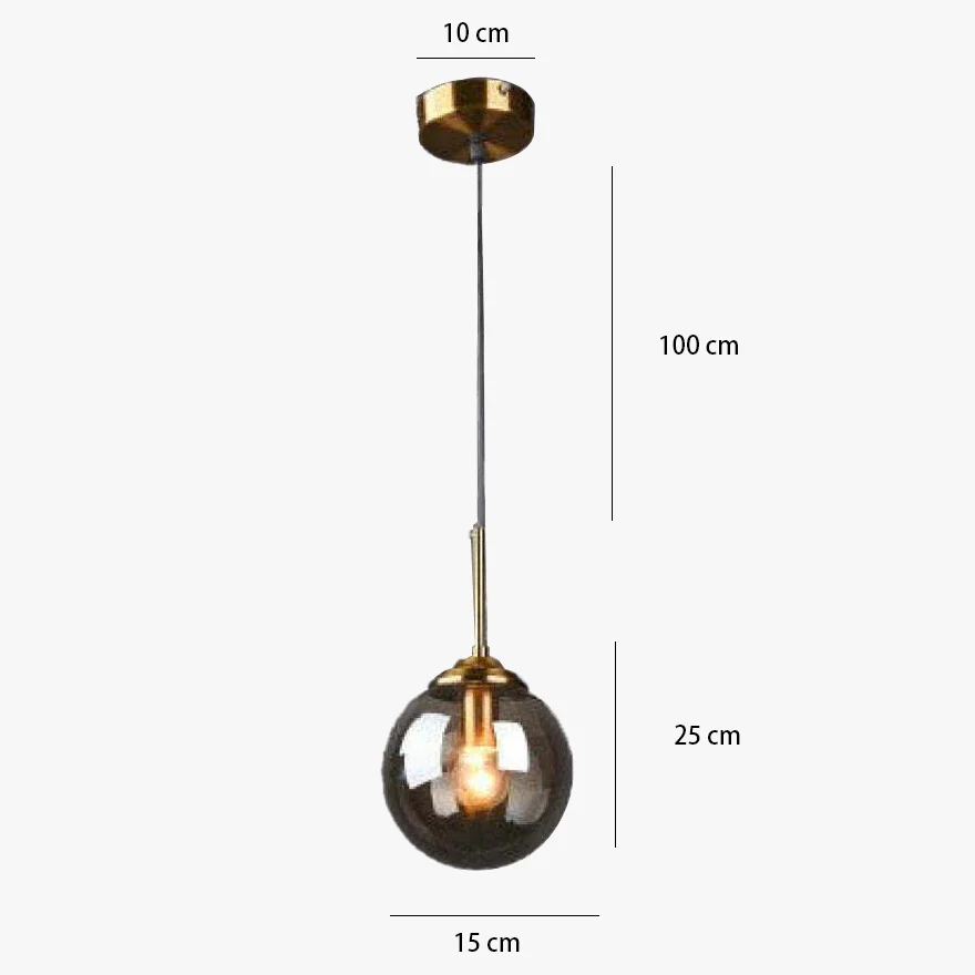 Modern Metal And Glass Bubble Bedroom Pendant Light, Amber/Clear/Smoke Gray