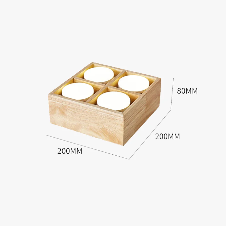 Unusual Wooden And Acrylic Square Bedroom Ceiling Light, Burlywood, Trichromatic Light