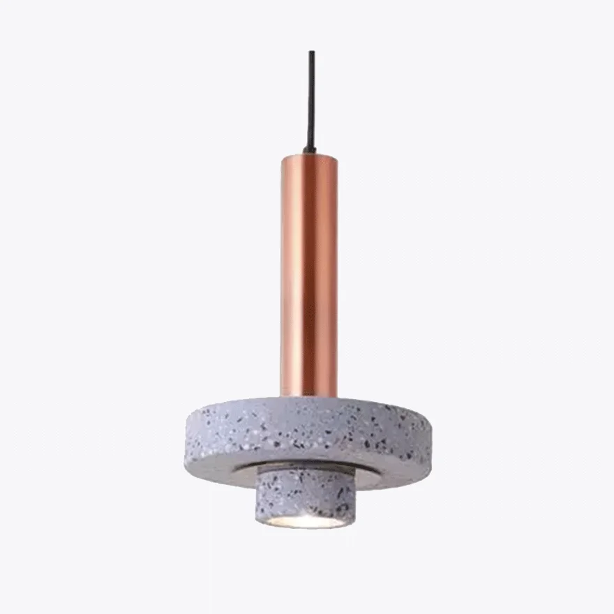 Modern Metal And Stone Round Dining Room Pendant Light, Blue/Grey/Pink/White