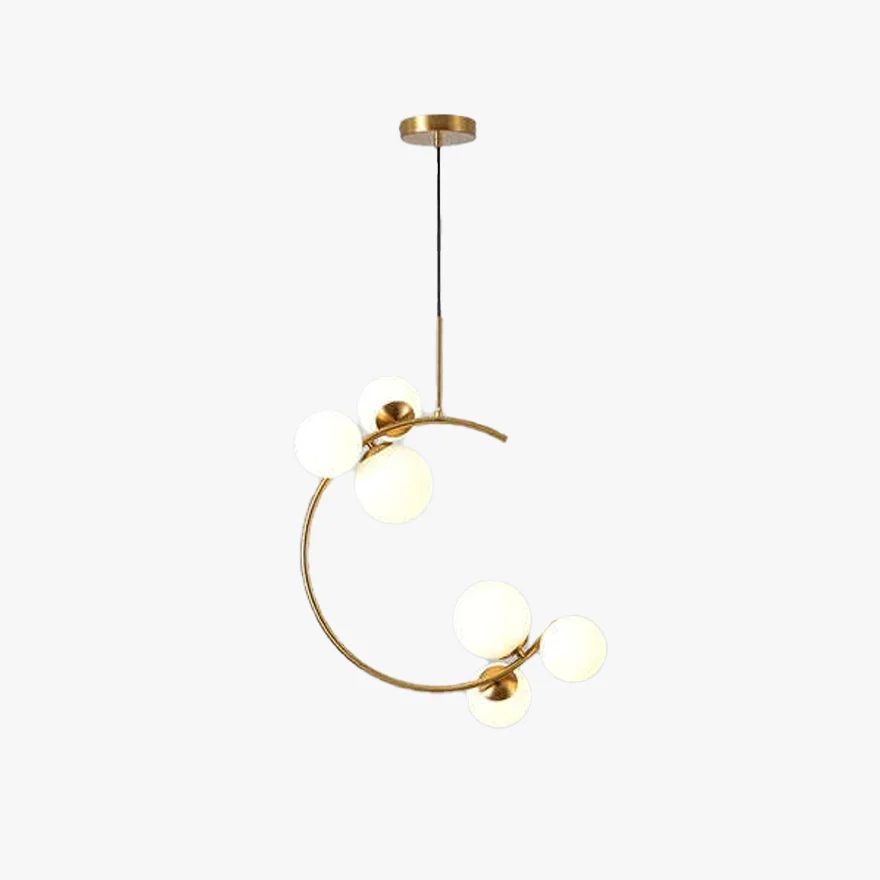 Modern Metal And Glass Bubble Moon Living Room Pendant Light, Clear/Milky White