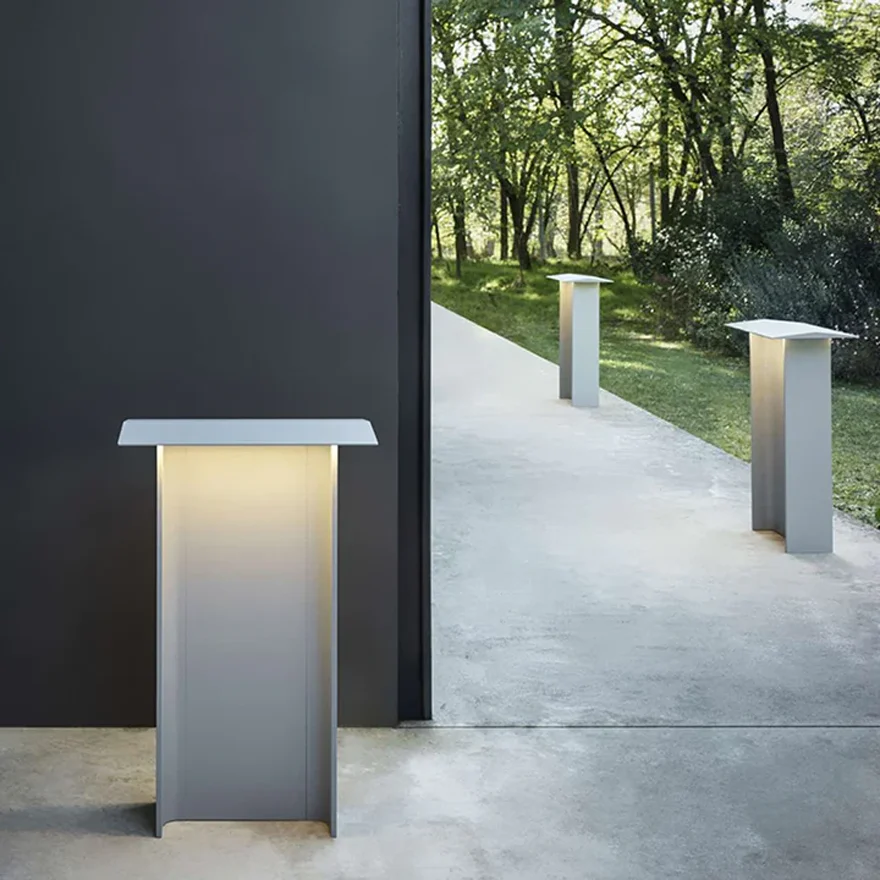 Modern Metal And Acrylic Rectangular Outdoor Path Light, Black/Grey