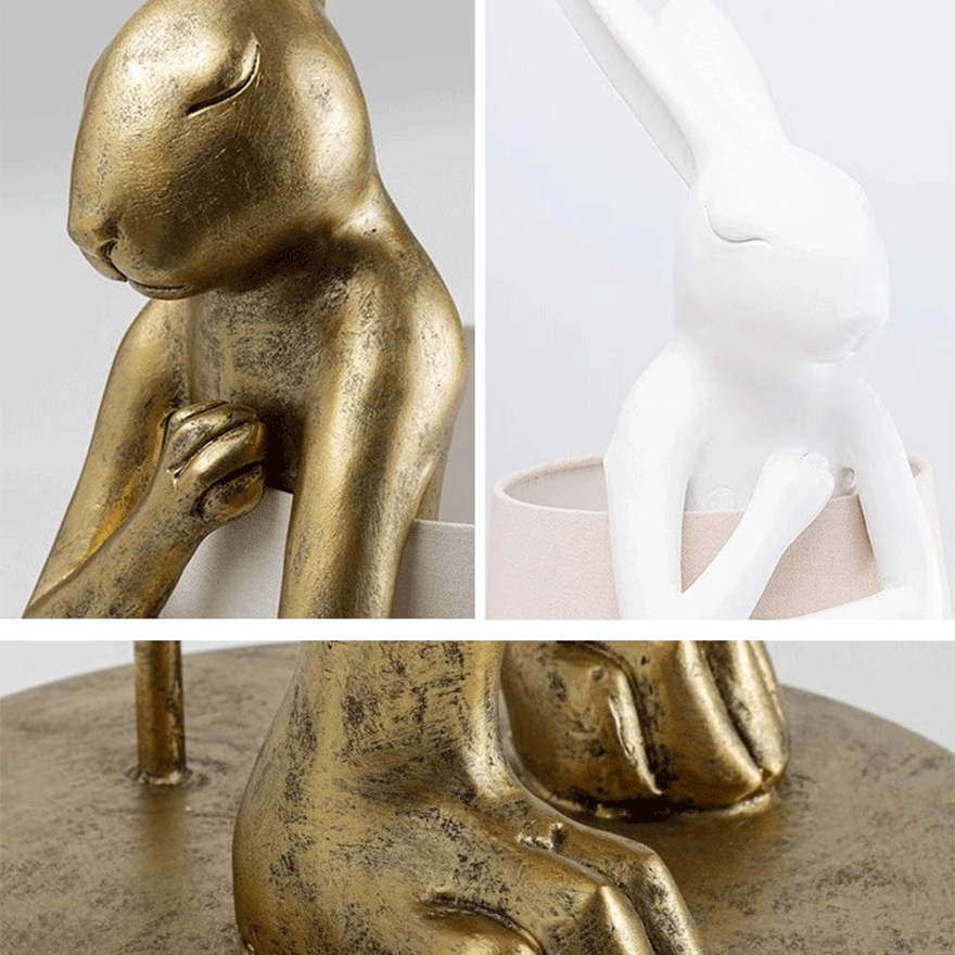 Nordic Resin Rabbit Children's Room Table Lamp, Gold/White | Liiffy