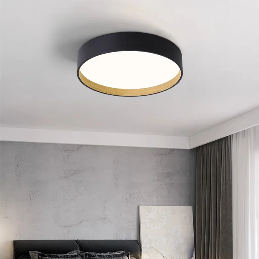 Scandinavian Metal And Acrylic Round Bedroom Ceiling Light, Black/Grey/White