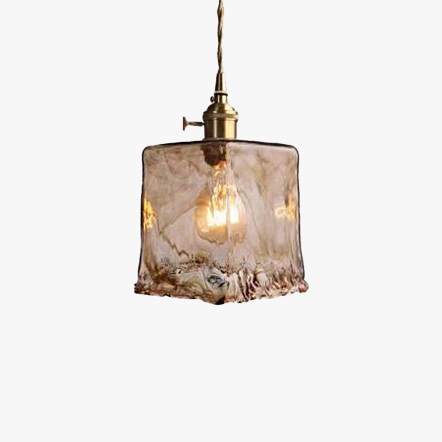 Modern Metal And Glass Geometric Dining Room Pendant Light, Amber