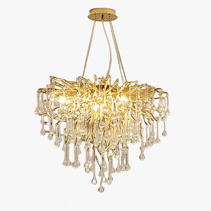 Art Deco Metal Tassel Living Room Pendant Light, Gold