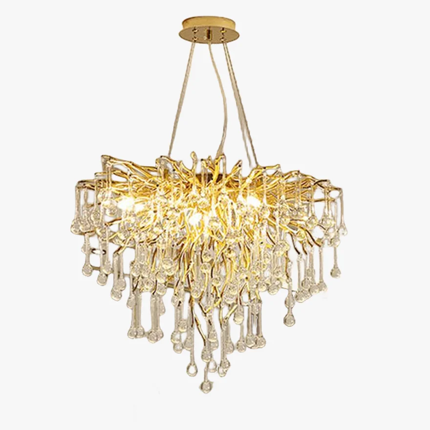 Art Deco Metal Tassel Living Room Pendant Light, Gold