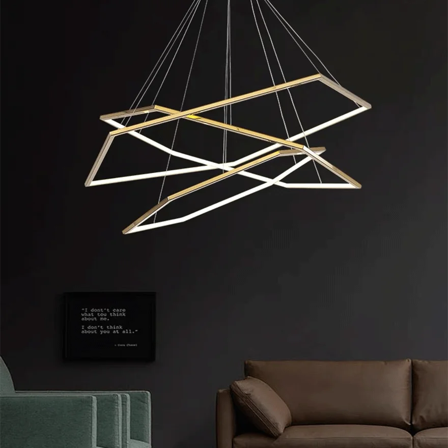 Minimalist Metal Geometric Study Room Pendant Light, Gold