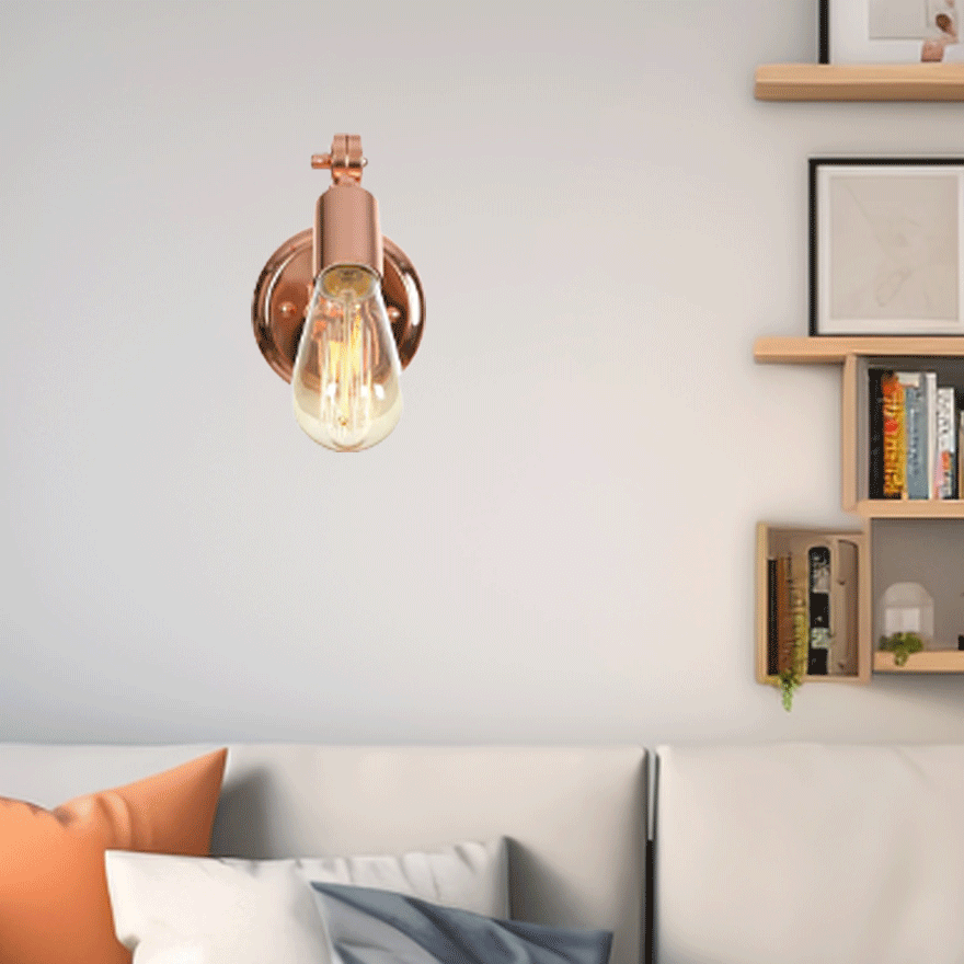 Unusual Metal Elliptical Passage Wall Lamp, Rose Gold