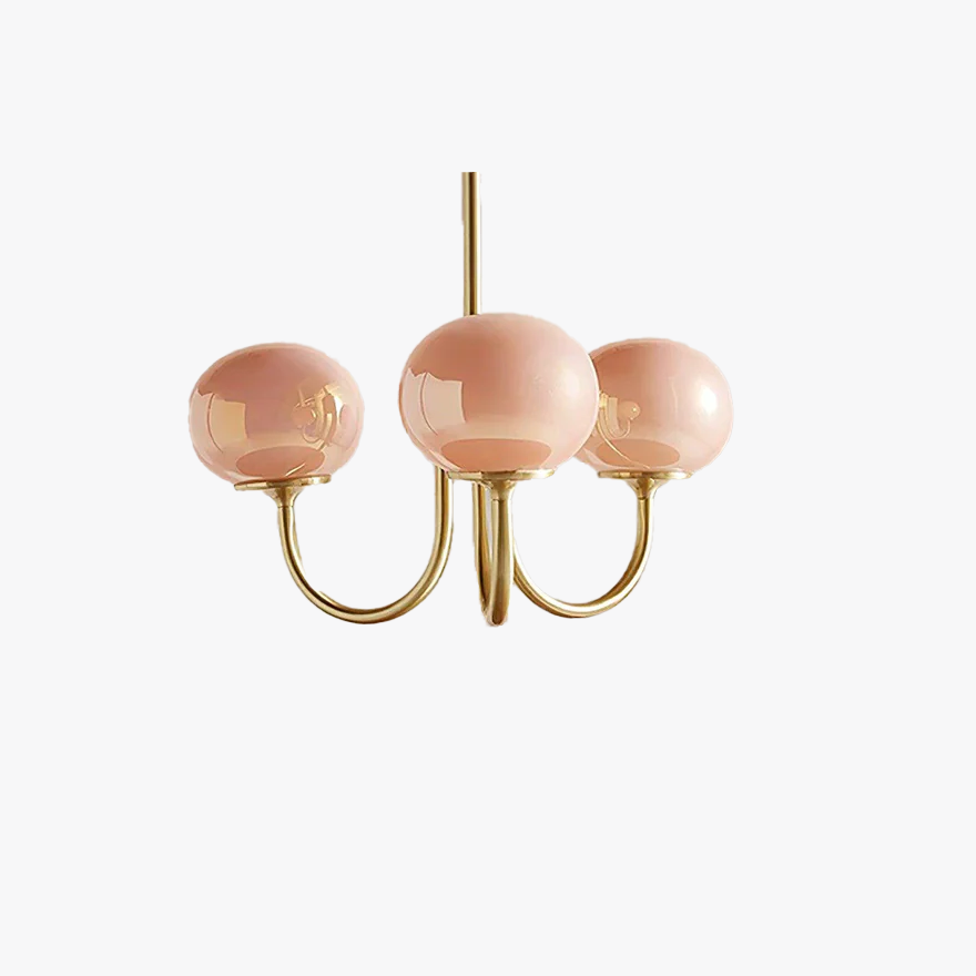 Morandi And Retro Metal And Glass Cluster Study Room Pendant Light, Beige/Pink/White