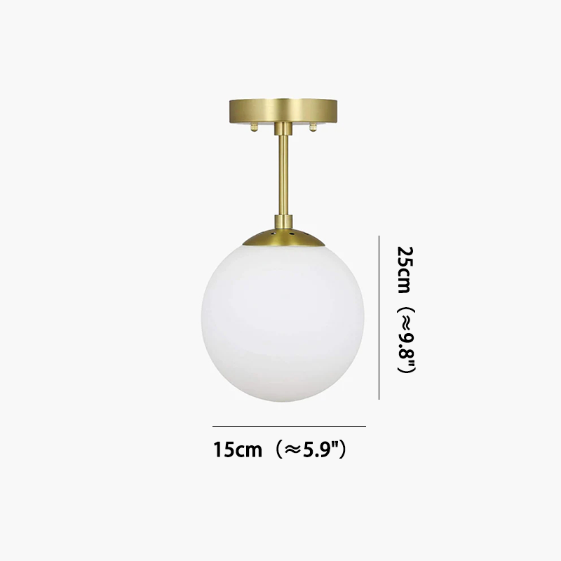 Modern Metal And Glass Globular Dining Room Ceiling Light, Black/Gold