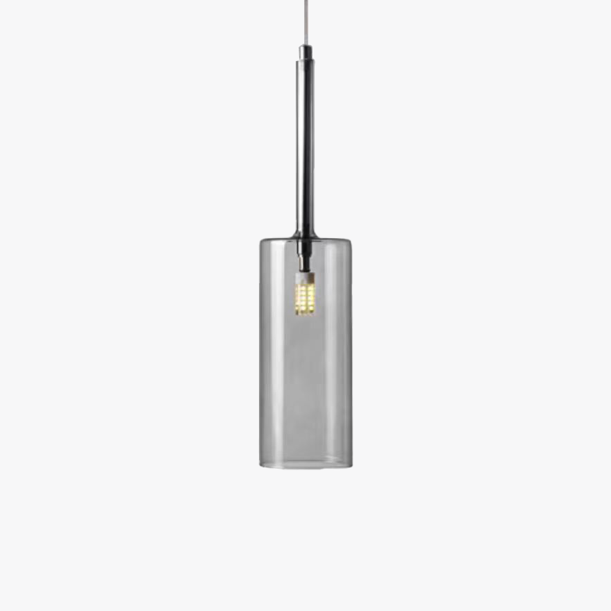 Classical Glass Cylindrical Dining Room  Pendant Light, Clear/Grey/Orange/Red