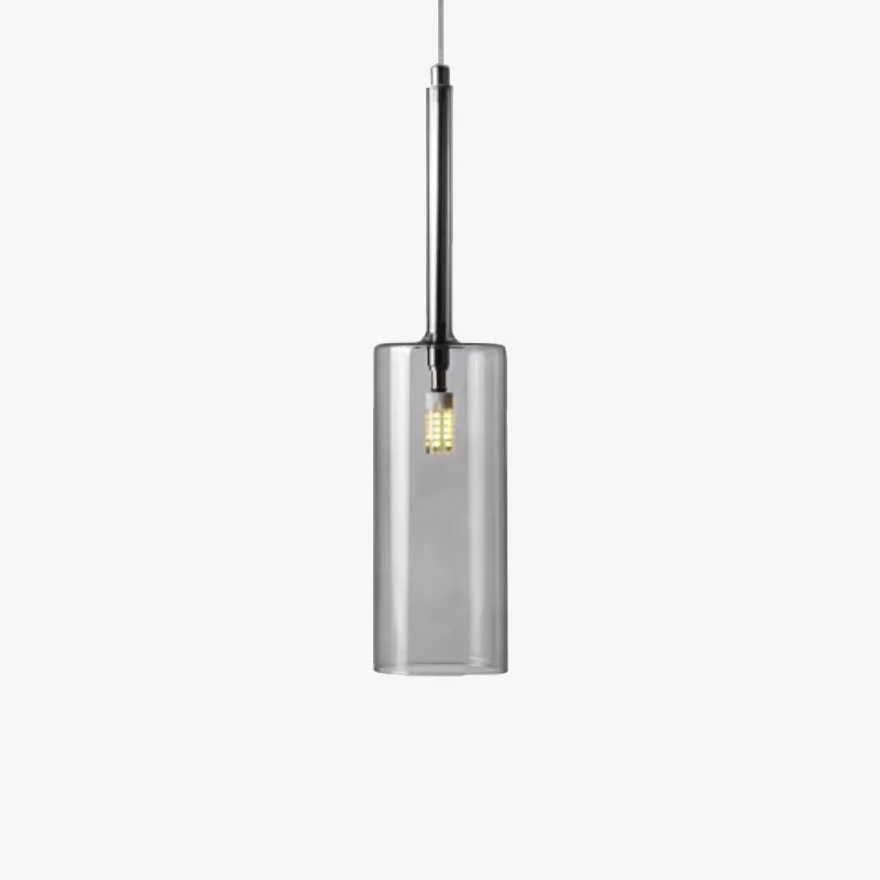 Classical Glass Cylindrical Dining Room  Pendant Light, Clear/Grey/Orange/Red