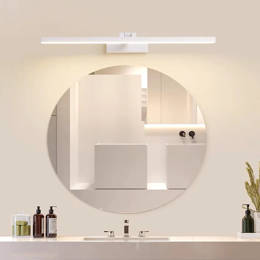 Modern Metal Strip Bathroom Mirror Front Wall Lamp, Black/White/Brown